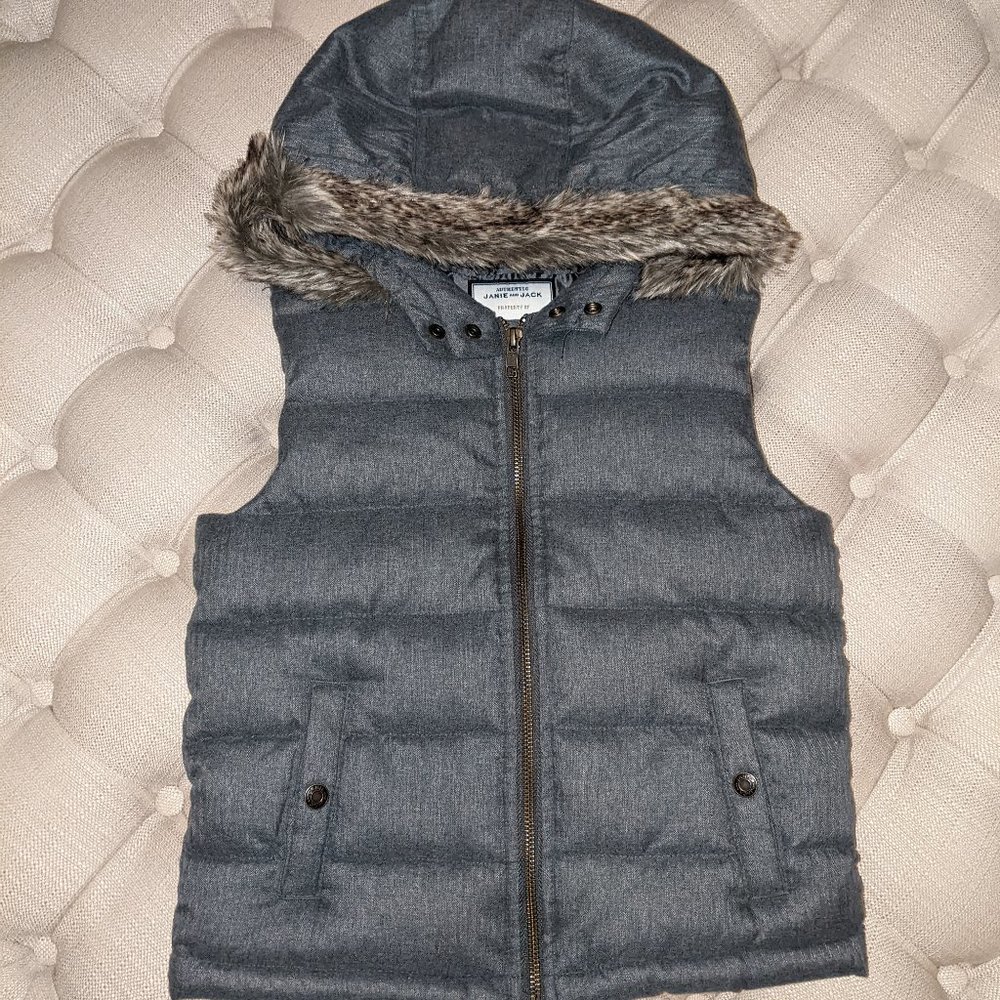 Janie & Jack Boys Girls Navy Puffer Vest with Hood (Size 5-6)